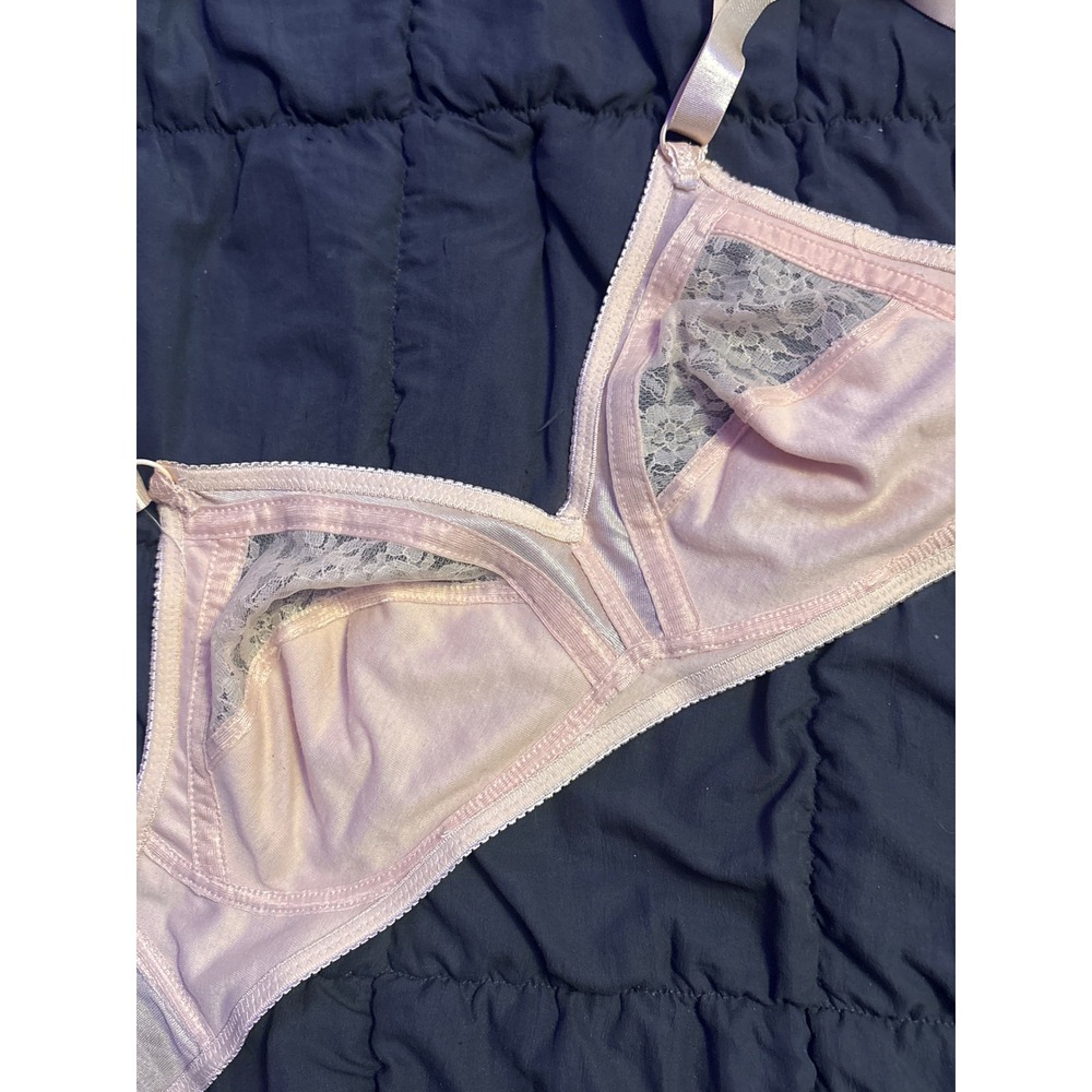 Vintage Jolie Intimates Satin Lace Full Figure Bra Blush Pink 38D - Picture 5 of 5